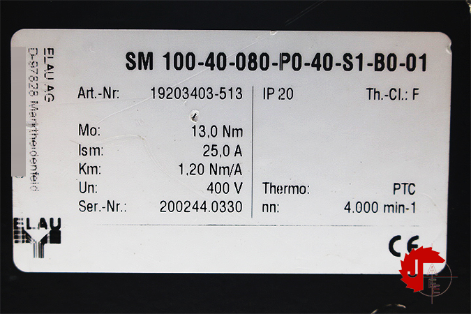 ELAU SM 100-40-080-P0-40-S1-B0-01 Servo Motor 19203403-513