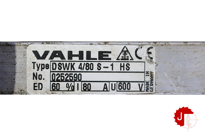 VAHLE DSWK4/80S-1HS Current collector 600V 80A