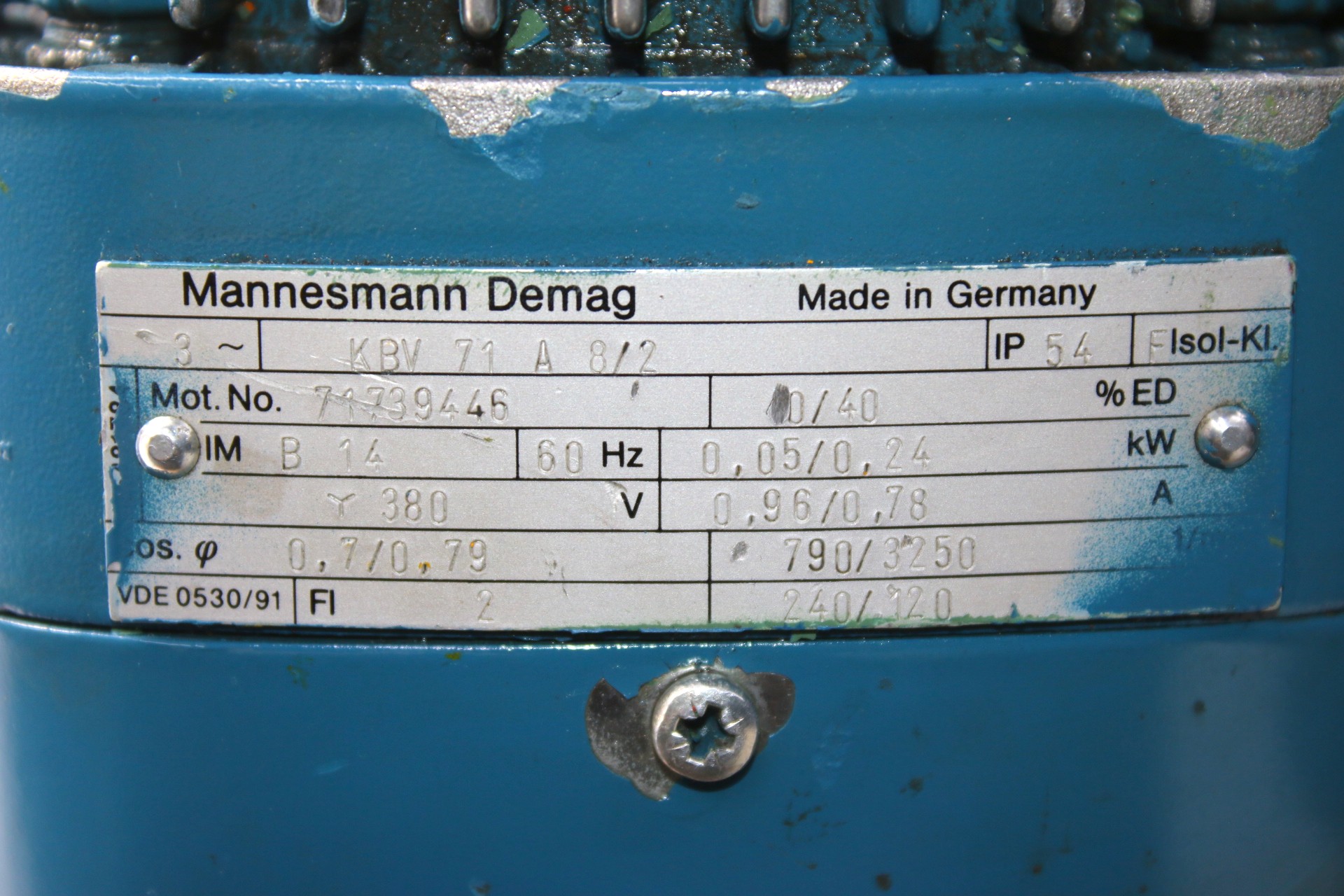DEMAG KBV 71 A 8/2 CONICAL-ROTOR BRAKE MOTOR