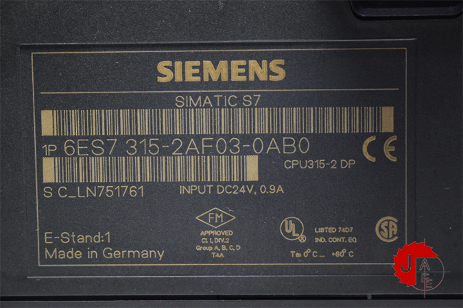 SIEMENS 6ES7 315-2AF03-0AB0 SIMATIC S7-300 CPU 315-2 DP