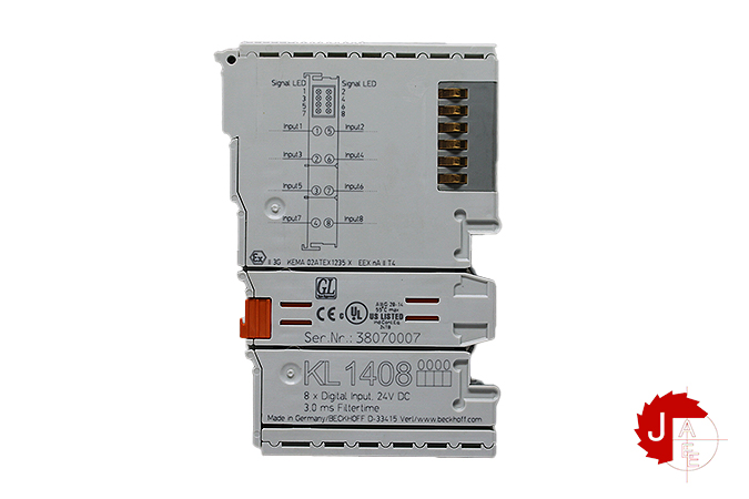 BECKHOFF KL1408 Bus Terminal, 8-channel digital input, 24 V DC, 3 ms, 1-wire connection