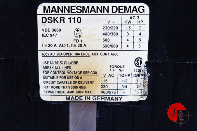 DEMAG DSKR 110 CONTATTORE 42V50Hz