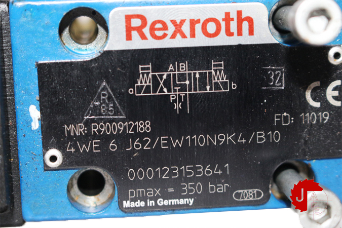 Rexroth R900912188 DIRECTIONAL SPOOL VALVE 4WE6J6X EW110N9K4 B10 Jordan Anwar Est