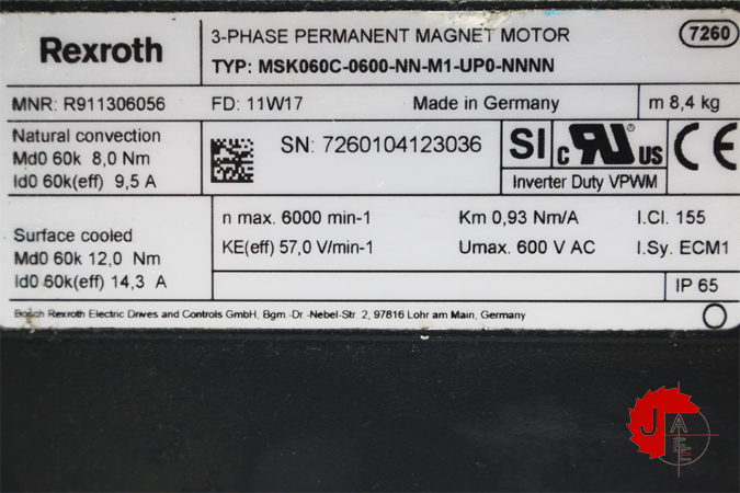 Rexroth MSK060C-0600-NN-M1-UP0-NNNN Synchronous servo motors R911306056