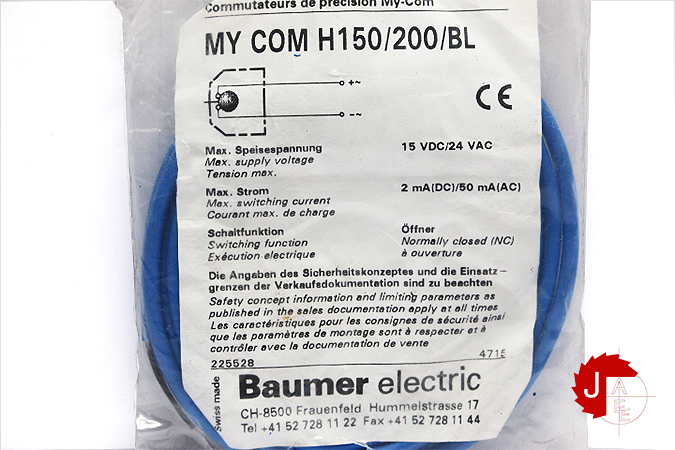 Baumer MY COM H150/200/BL PRECISION SWITCH