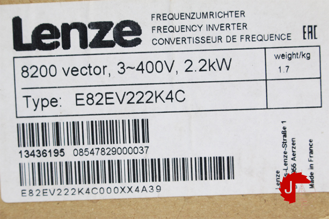 Lenze E82EV222K4C Frequency Inverter 8200 vector,3 ph 400V,2.2kW