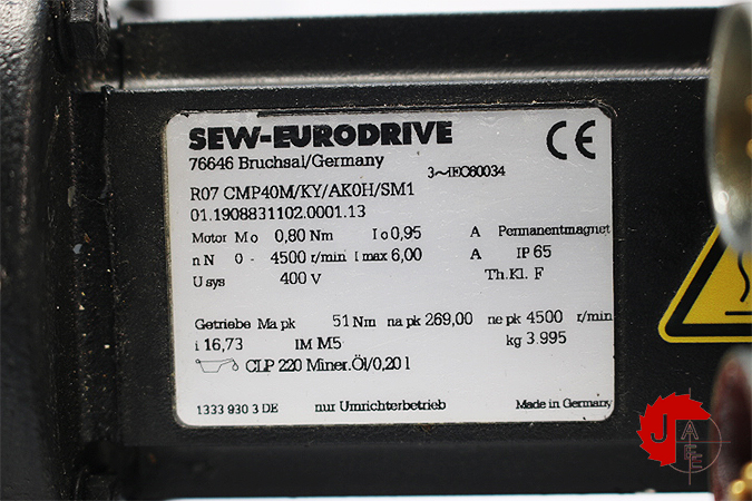 SEW-EURODRIVE R07 CMP40M/KY/AK0H/SM1 Synchronous Servomotors CMP40M/KY/AK0H/SM1