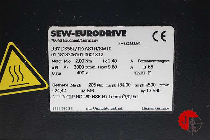 SEW-EURODRIVE R37 DS56L/TF/AS1H/SM10 Synchronous Servomotors DFS56L/TF/AS1H/SM10