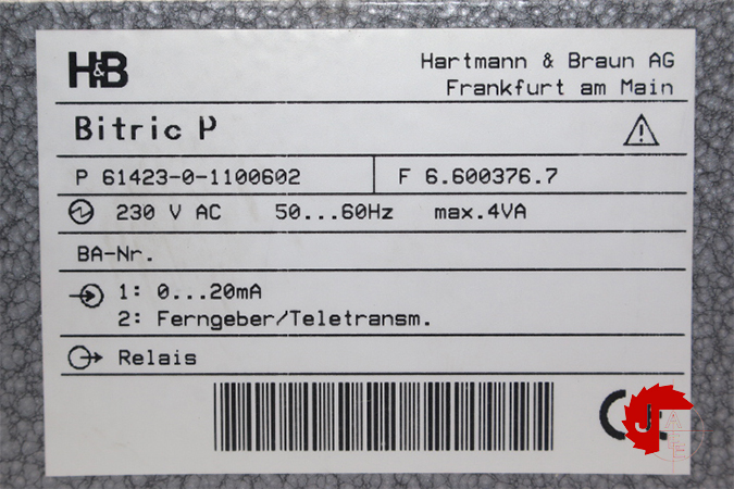 Hartmann&Braun AG P 61423-0-1100602 Controller with Display