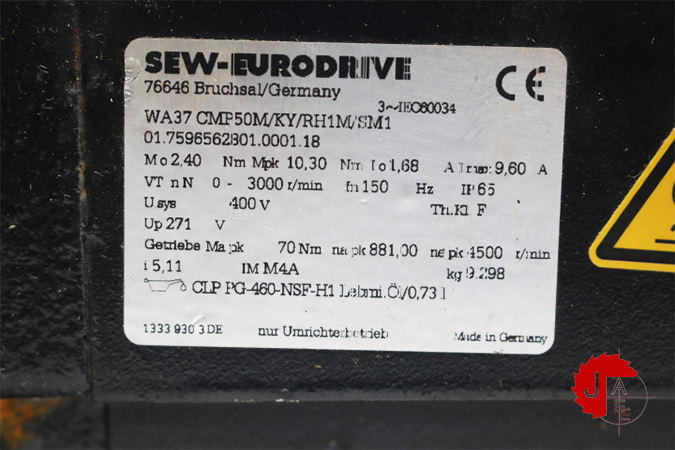 SEW-EURODRIVE CMP50M/KY/RH1M/SM1 Synchronous Servomotors WA37 CMP50M/KY/RH1M/SM1
