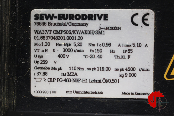 SEW-EURODRIVE CMP50S/KY/AK0H/SM1 Synchronous Servomotors WA37/T CMP50S/KY/AK0H/SM1