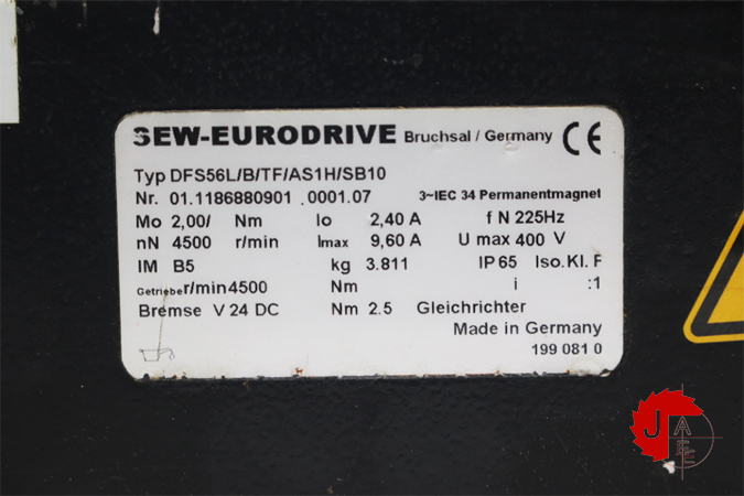SEW-EURODRIVE DFS56L/B/TF/AS1H/SB10 Synchronous Servomotors