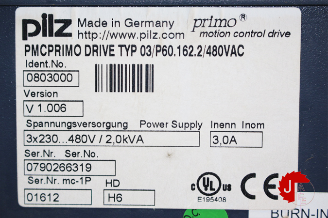 PILZ PMCprimo Drive Typ 03/P60.162.2/480VAC