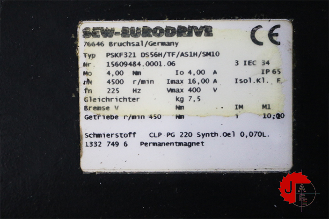 SEW-EURODRIVE PSKF321 DS56H/TF/AS1H/SM10 Synchronous Servomotors DS56H/TF/AS1H/SM10