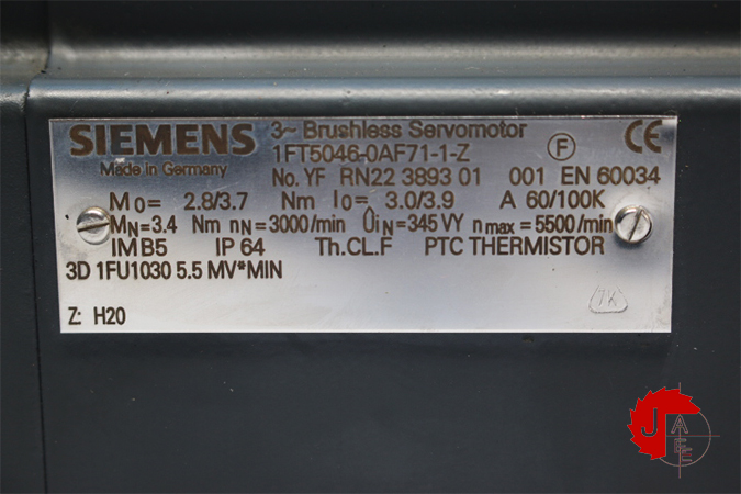 SIEMENS 1FT5046-0AF71-1-Z Brushless Servo Motor