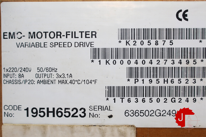 DANFUSS EMC Motor Filter 195H6523 Motor Filter