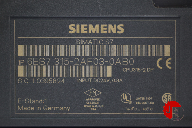 SIEMENS 6ES7 315-2AF03-0AB0 SIMATIC S7-300, CPU 315-2 DP, Central processing unit