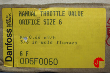 Danfoss 006F0060 MANUAL THROTTLE VALVE 3/8" WELD FLANGES ORIFICE SIZE 6