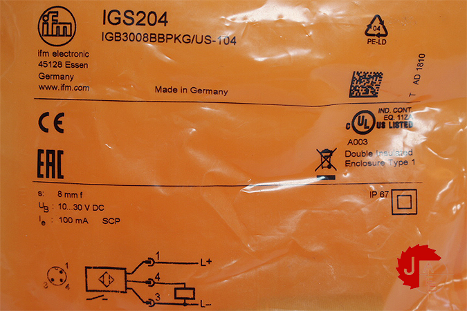 IFM electronic IGS204 Inductive sensor IGB3008BBPKG/US-104
