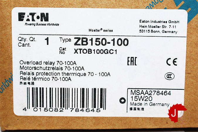 EATON ZB150-100 OVERLOAD RELAY