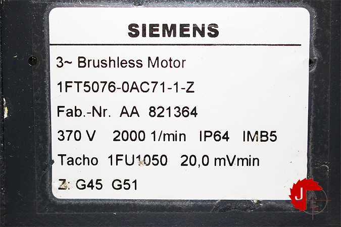 SIEMENS 1FT5076-0AC71-1-Z Brushless Servo Motor