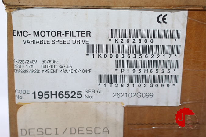 DANFUSS EMC Motor Filter 195H6525