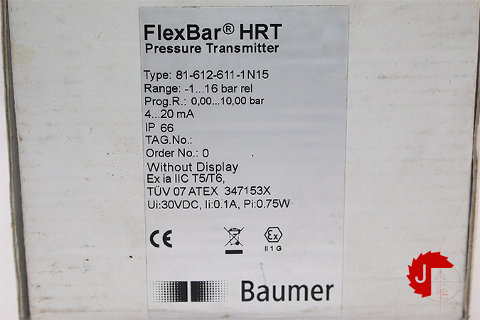 Baumer 81-612-611-1N15 PRESSURE TRANSMITTER