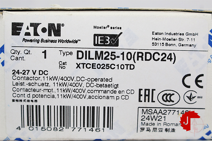 EATON DILM25-10 (RDC24) CONTACTOR 24-27V DC
