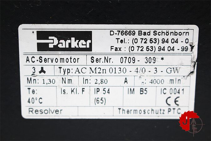 PARKER AC M2n 0130-4/0-3-GW AC SERVO MOTOR