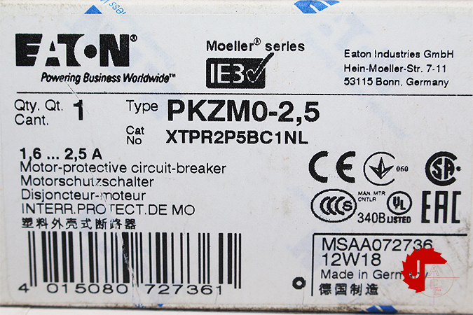 EATON PKZM0-2.5 MOTOR PROTECTIVE CIRCUIT BREAKER