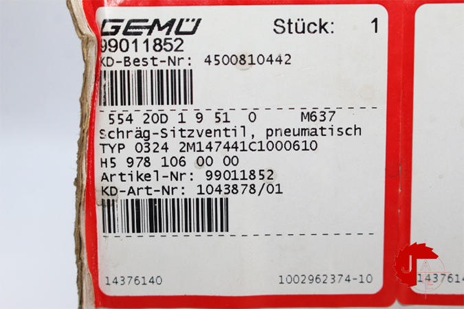 GEMU 554 20D 1 9 51 0 Angle seat globe valve