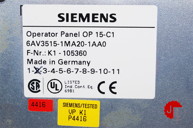 SIEMENS 6AV3515-1MA201AA0 OPERATOR PANEL OP15/C1