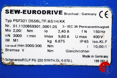 SEW PSF321 DS56L/TF/AS1H/KK PERMANENT MAGNET MOTOR