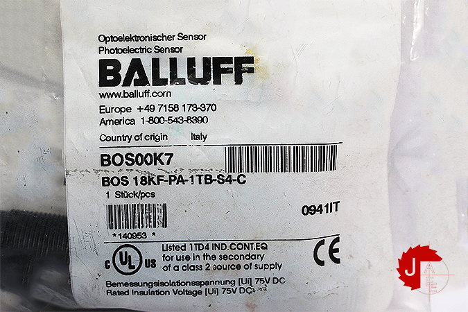 BALLUFF BOS00K7 Retroreflective sensor BOS 18KF-PA-1TB-S4-C