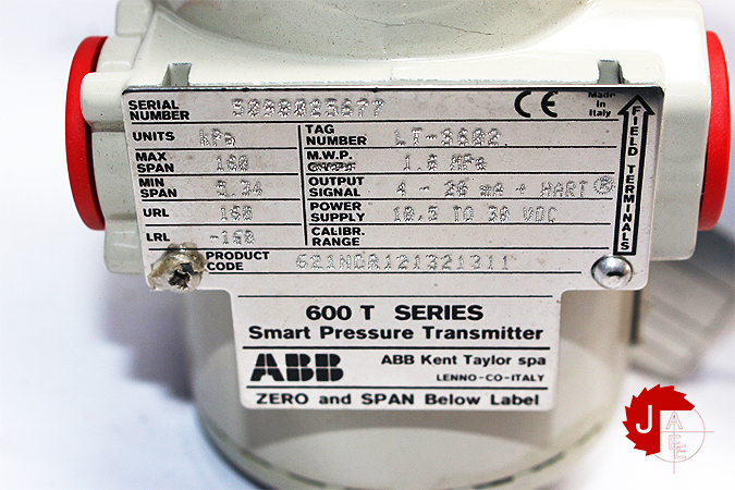 ABB 600 T HART PRESSURE TRANSMITTER 621NDRJ2J321311