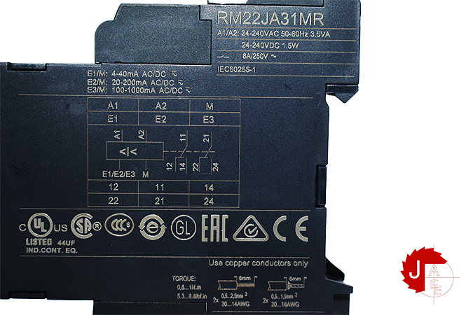 Telemecanique RM22JA31MR Current control relay 4mA…1A, 2 C/O