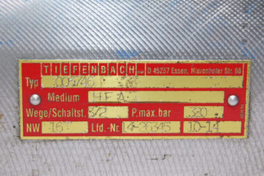 TIEFENBACH 36618 CONTROLLED PILOT DIRECTIONAL SEAT VALVE HFA 006746