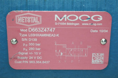 MOOG D663Z4747 L03HXAM6NEA2-K SERVO-PROPORTIONAL CONTROL VALVE D061-8320