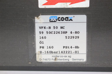 COAX VFK-H 50 NC High Pressure coaxial Valves 0-160 bar